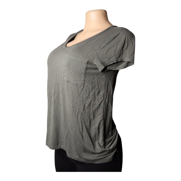 #805 Cable & Gauge Women's Small Pocket T-Shirt, Gray - Picture 2 of 4